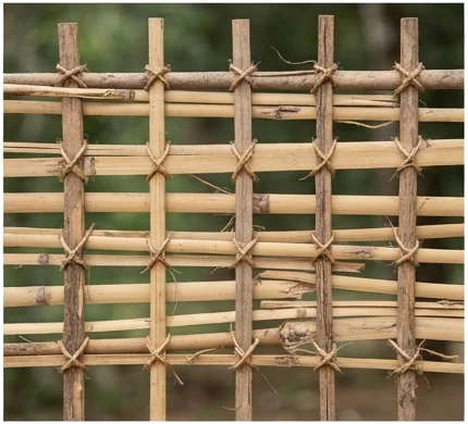 A montagem da gaiola ou trama de madeira e bambu